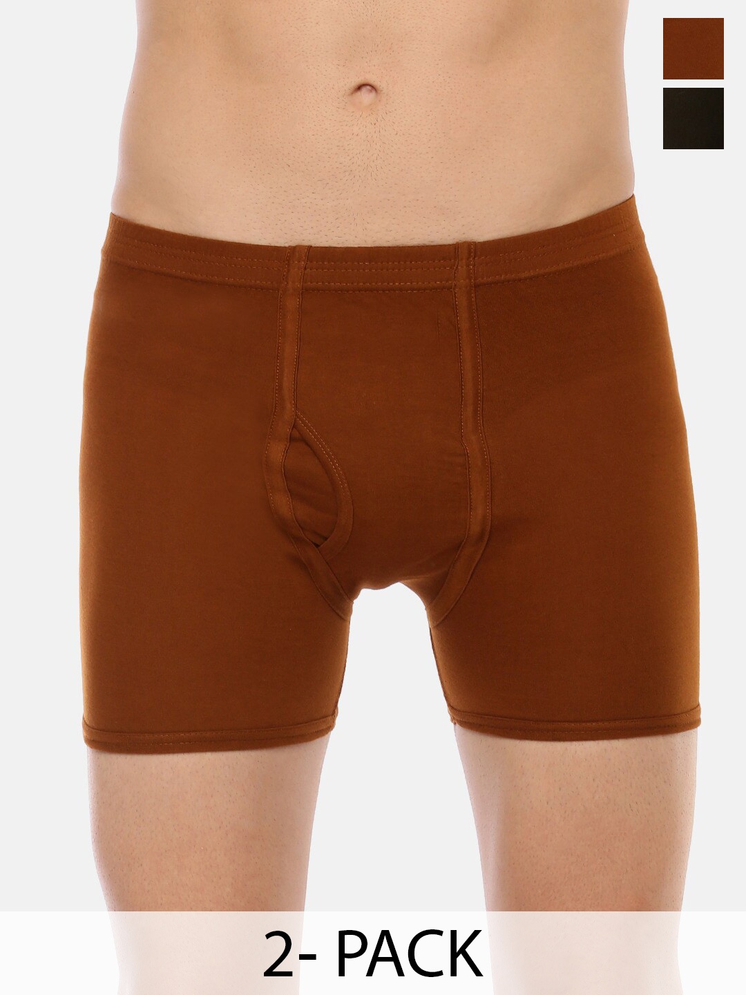 

Dollar Lehar Men Assorted Pack Of 2 Combed Cotton Trunks MLHTR-05-PO2, Brown