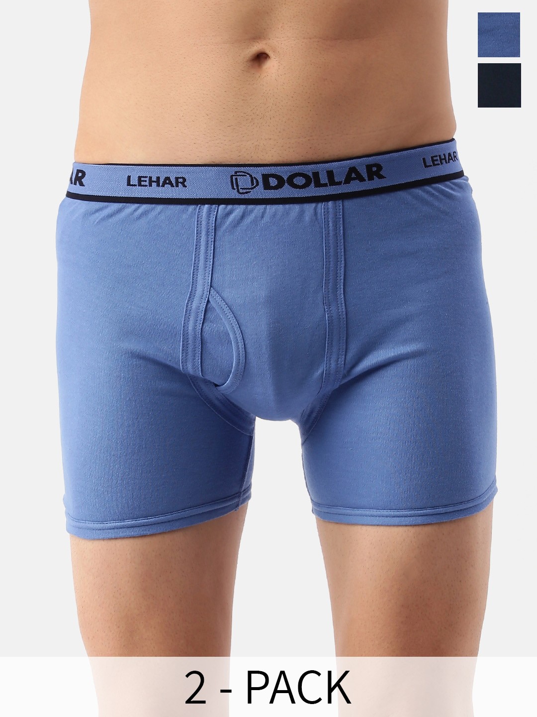 

Dollar Lehar Men Assorted Pack Of 2 Combed Cotton Trunks MLHTR-02-PO2