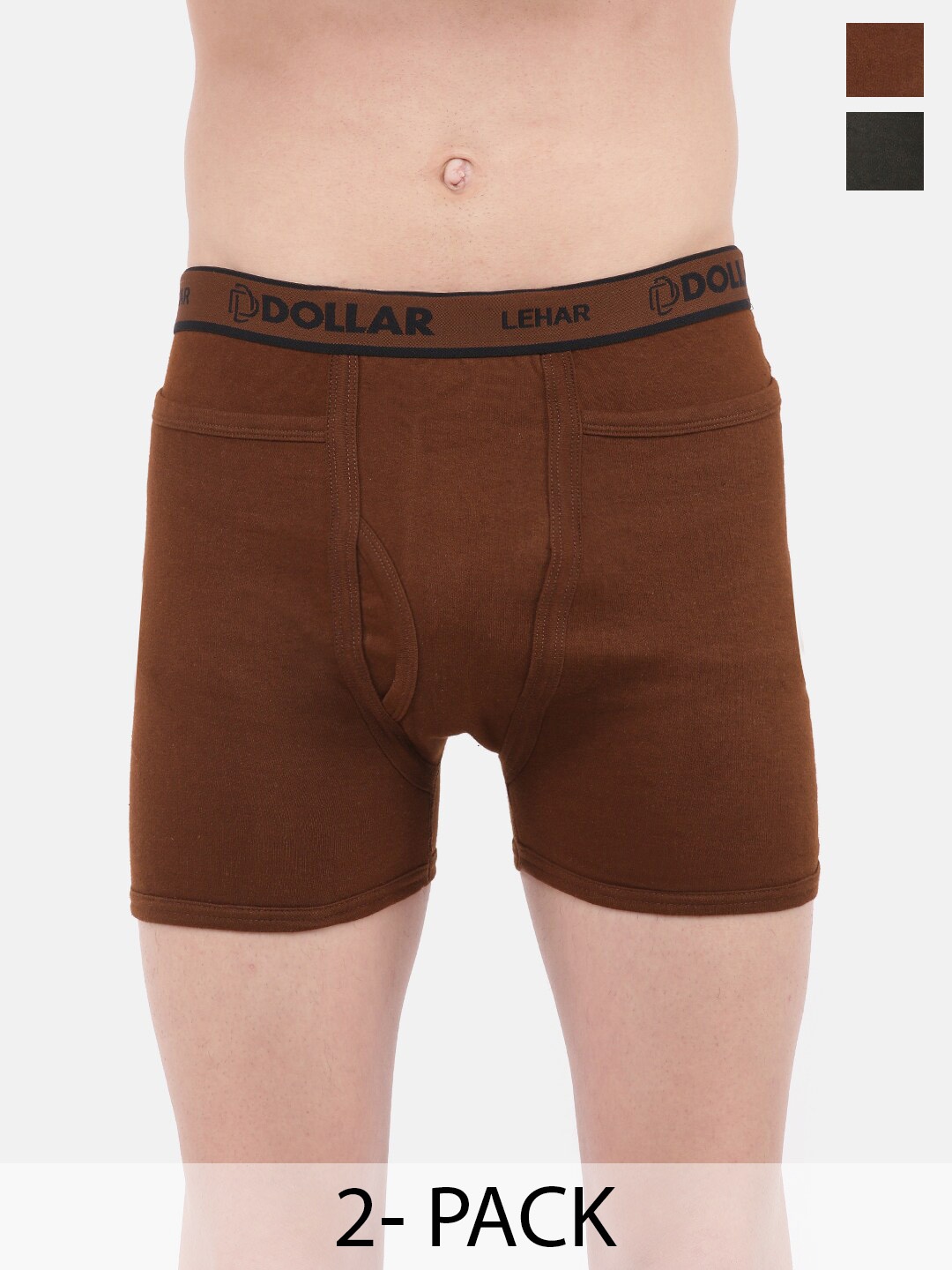 

Dollar Lehar Combed Cotton Men Pack Of 2 Trunks MLHTR-03-PO2-ASST4, Brown
