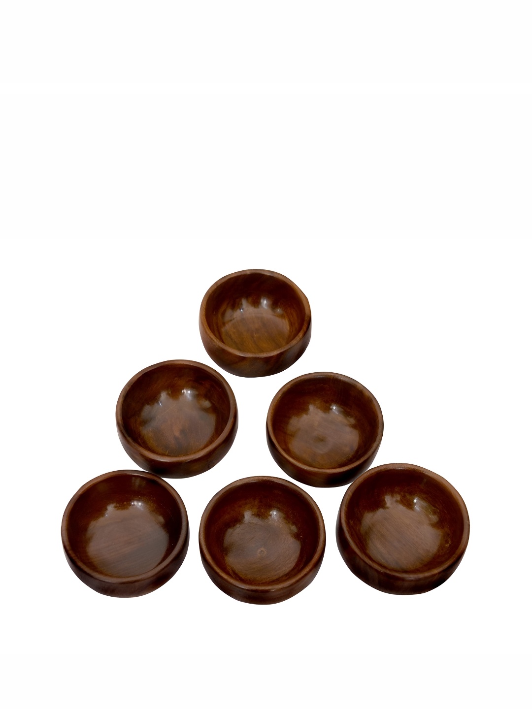 

SANKALAN CREATIONS Brown 6 Pieces Wooden Serving Small Bowl Set