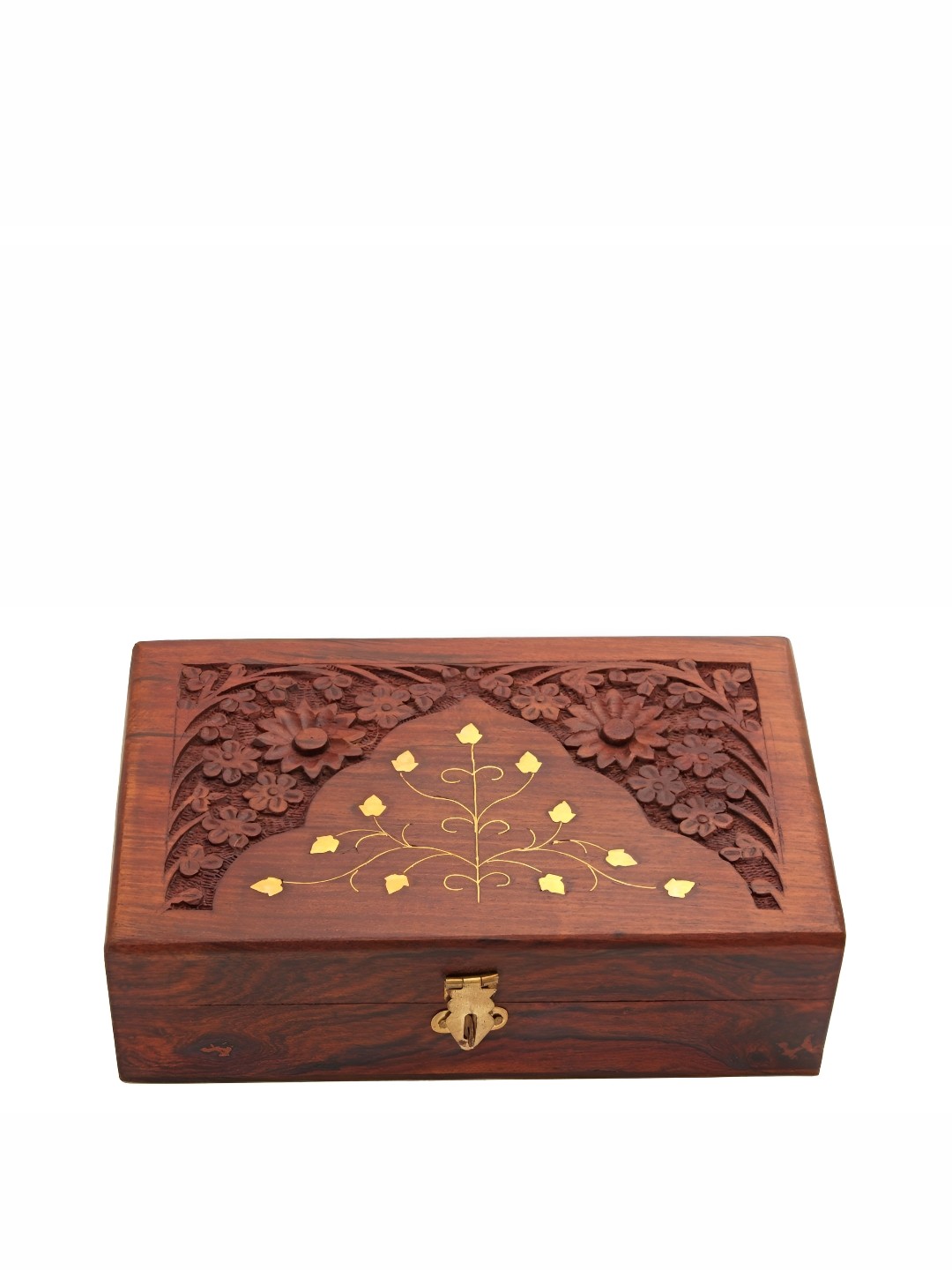 

SANKALAN CREATIONS Brown & Red Textured Wooden Jewellery Box