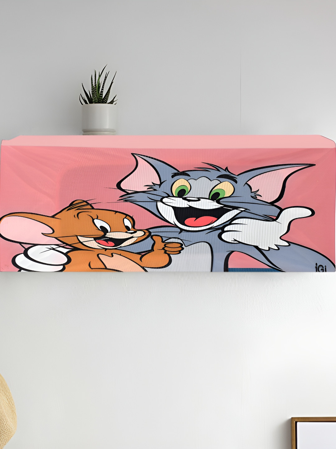 

DECOR VATIKA Peach Coloured & Grey Tom & Jerry Printed Air Conditioner Cover
