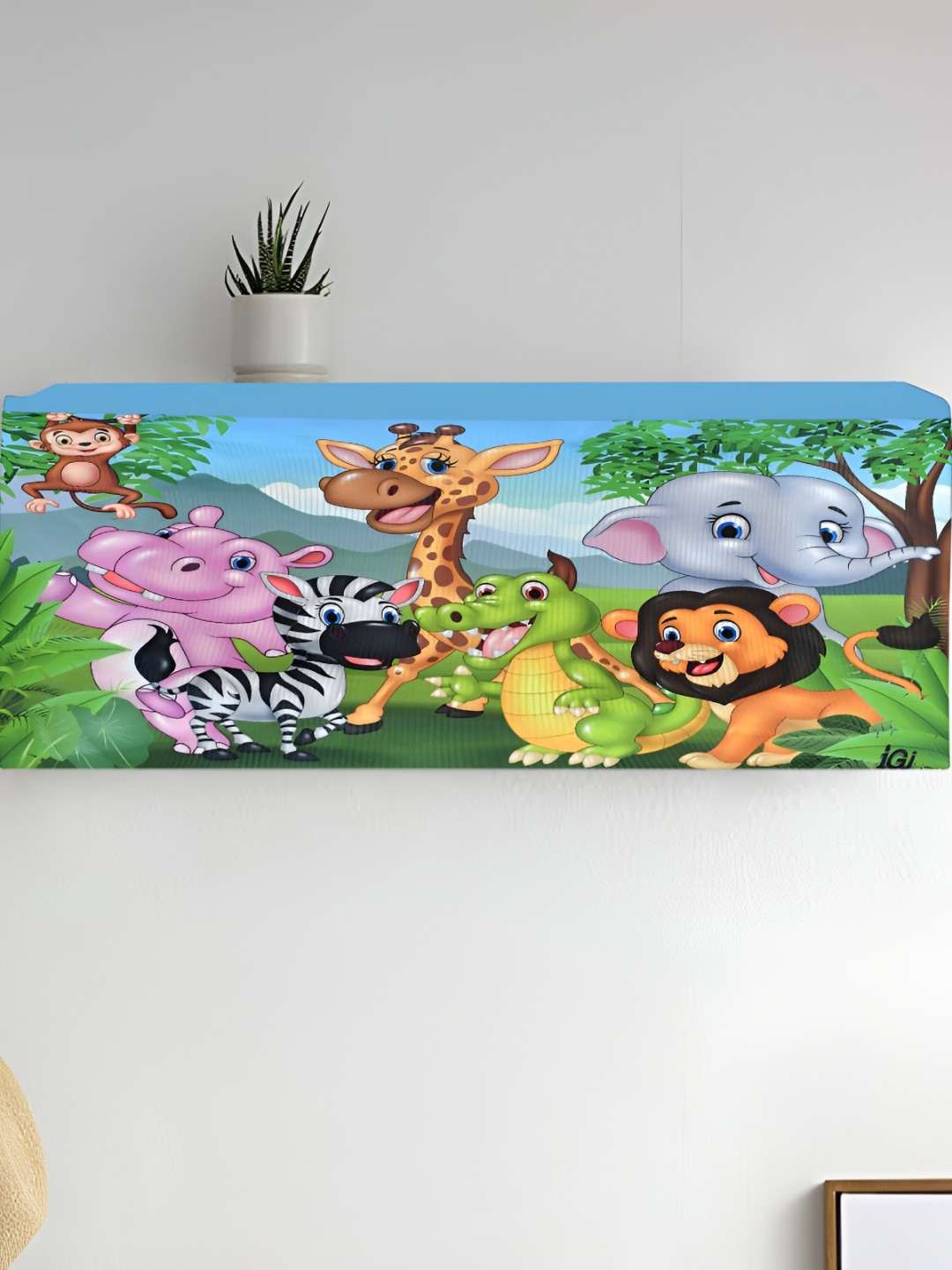 

DECOR VATIKA Blue & Green Animals Printed Air Conditioner Cover