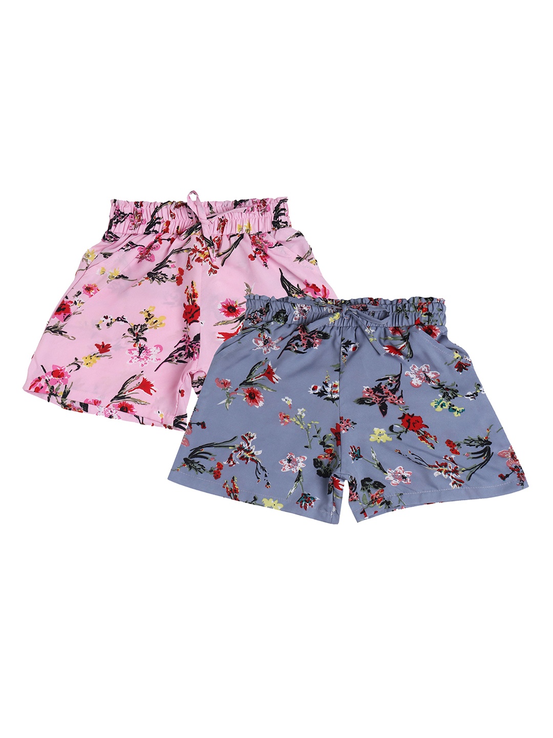 

BAESD Girls Pack Of 2 Floral Printed High-Rise Shorts, Pink
