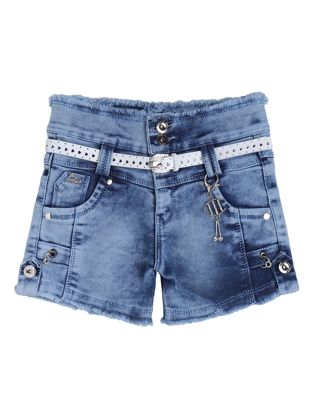 

BAESD Girls Washed Slim Fit High-Rise Denim Shorts, Blue