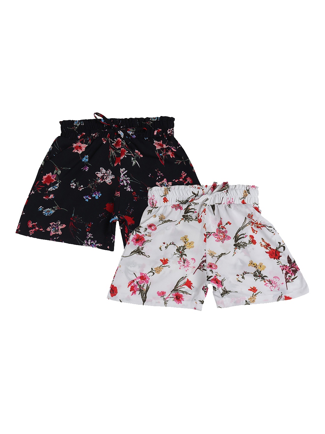 

BAESD Girls Pack Of 2 Floral Printed High-Rise Shorts, Black