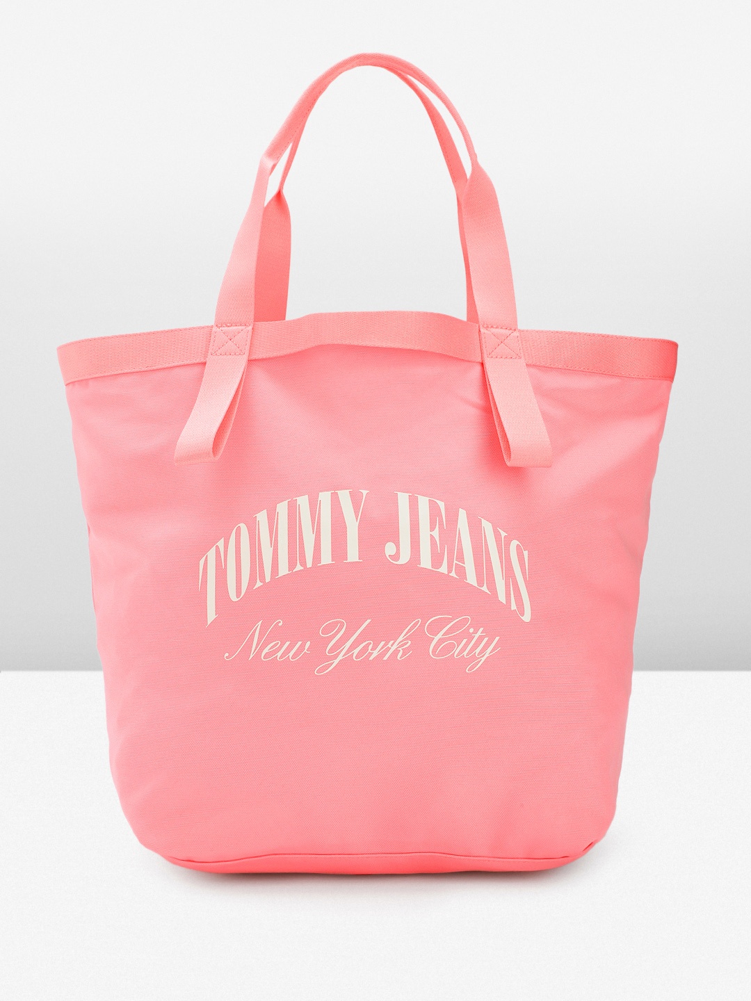 

Tommy Hilfiger Brand Logo Printed Structured Tote Bag, Pink