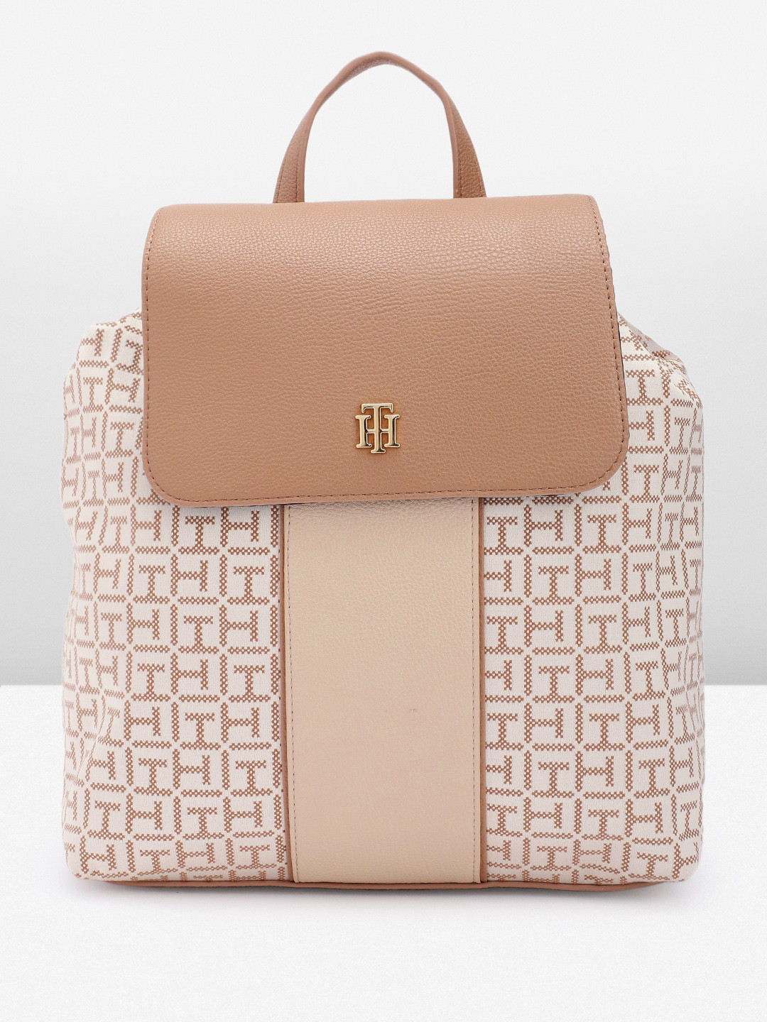 

Tommy Hilfiger Women Brand Logo Embroidered Backpack, Beige