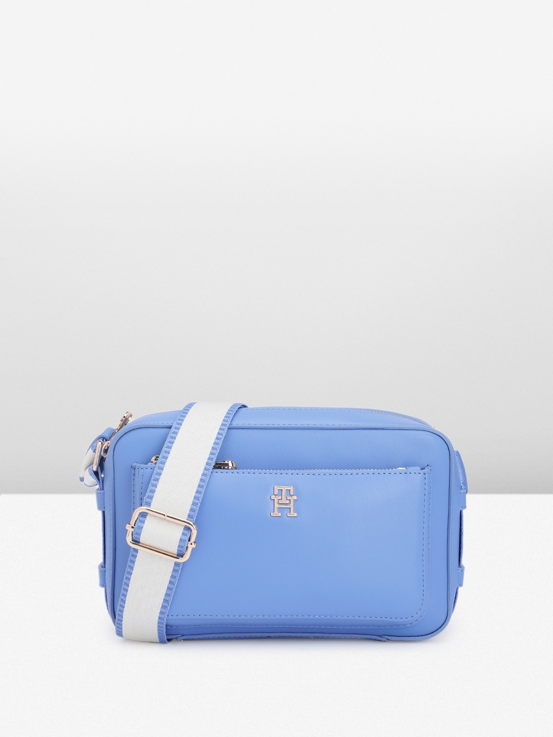 

Tommy Hilfiger Solid PU Structured Sling Bag, Blue