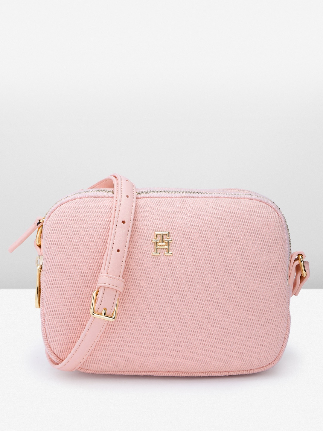 

Tommy Hilfiger Textured Structured Canvas Sling Bag, Pink