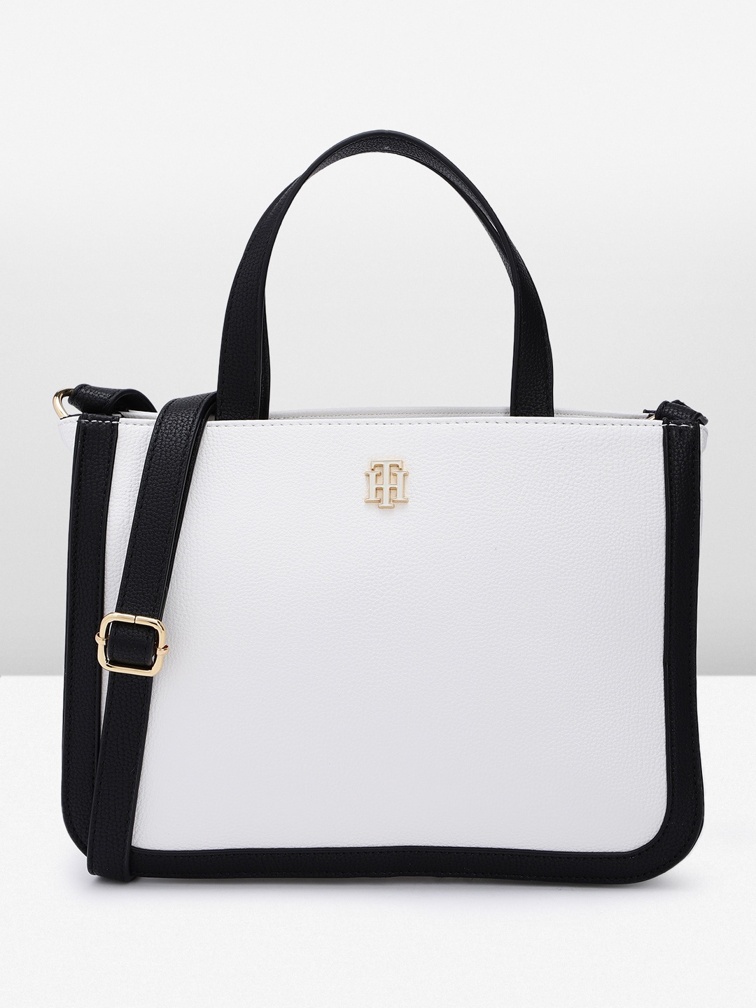 

Tommy Hilfiger Textured PU Structured Handheld Bag With Contrast Taping Detail, White