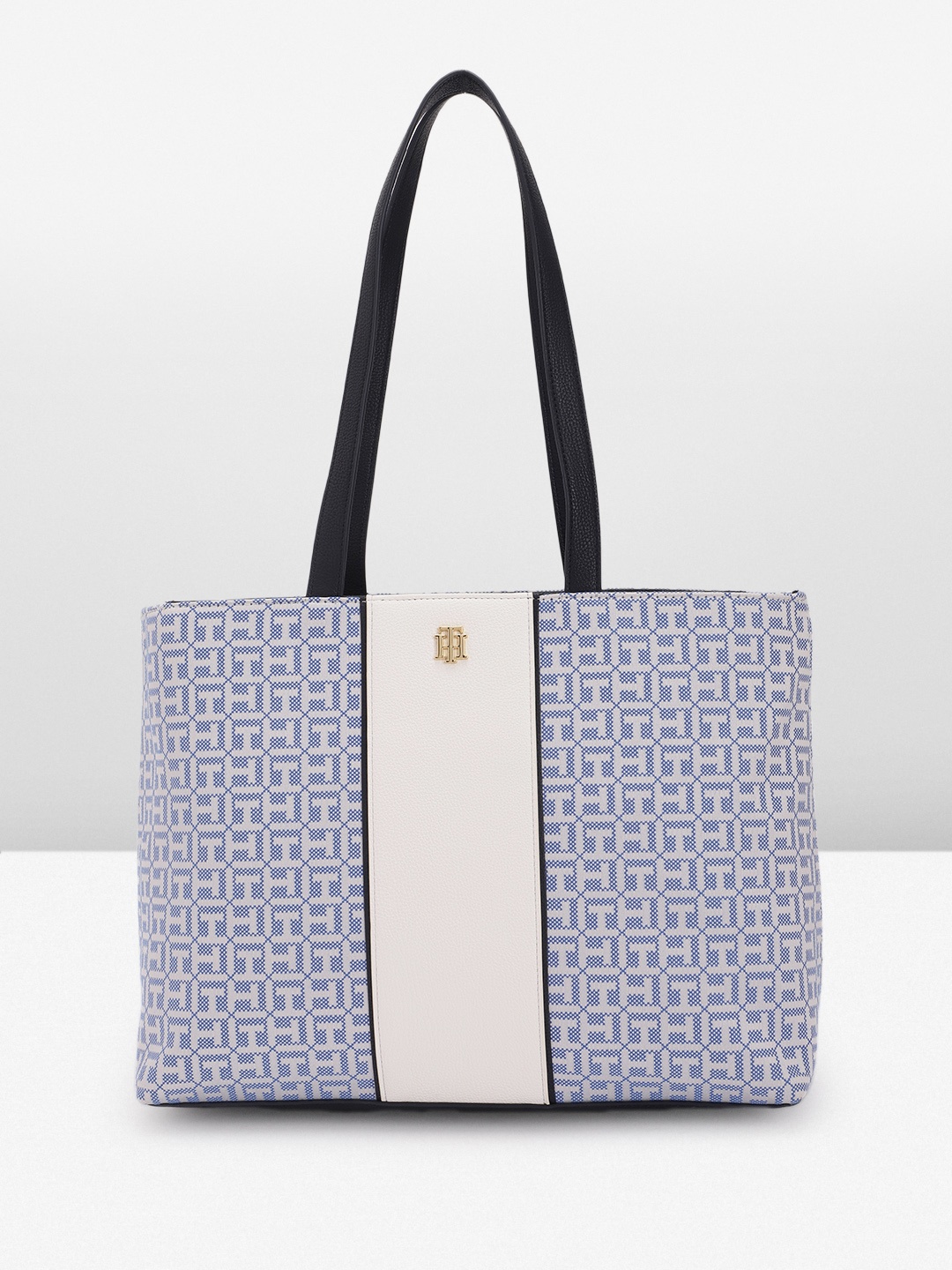 

Tommy Hilfiger Brand Logo Embroidered Structured Shoulder Bag, Blue