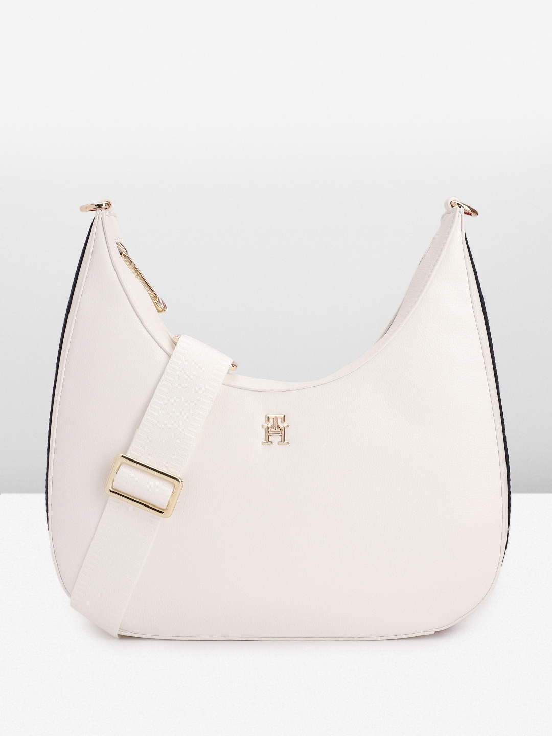 

Tommy Hilfiger Side Striped Half Moon Hobo Bag, White