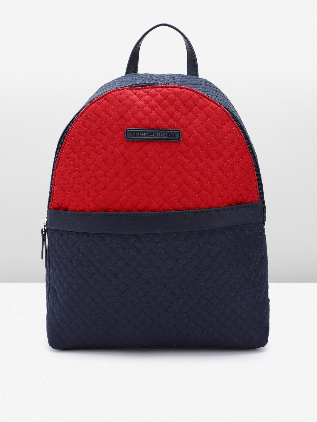 

Tommy Hilfiger Women Colourblocked & Geometric Quilted Medium Sized Backpack, Navy blue