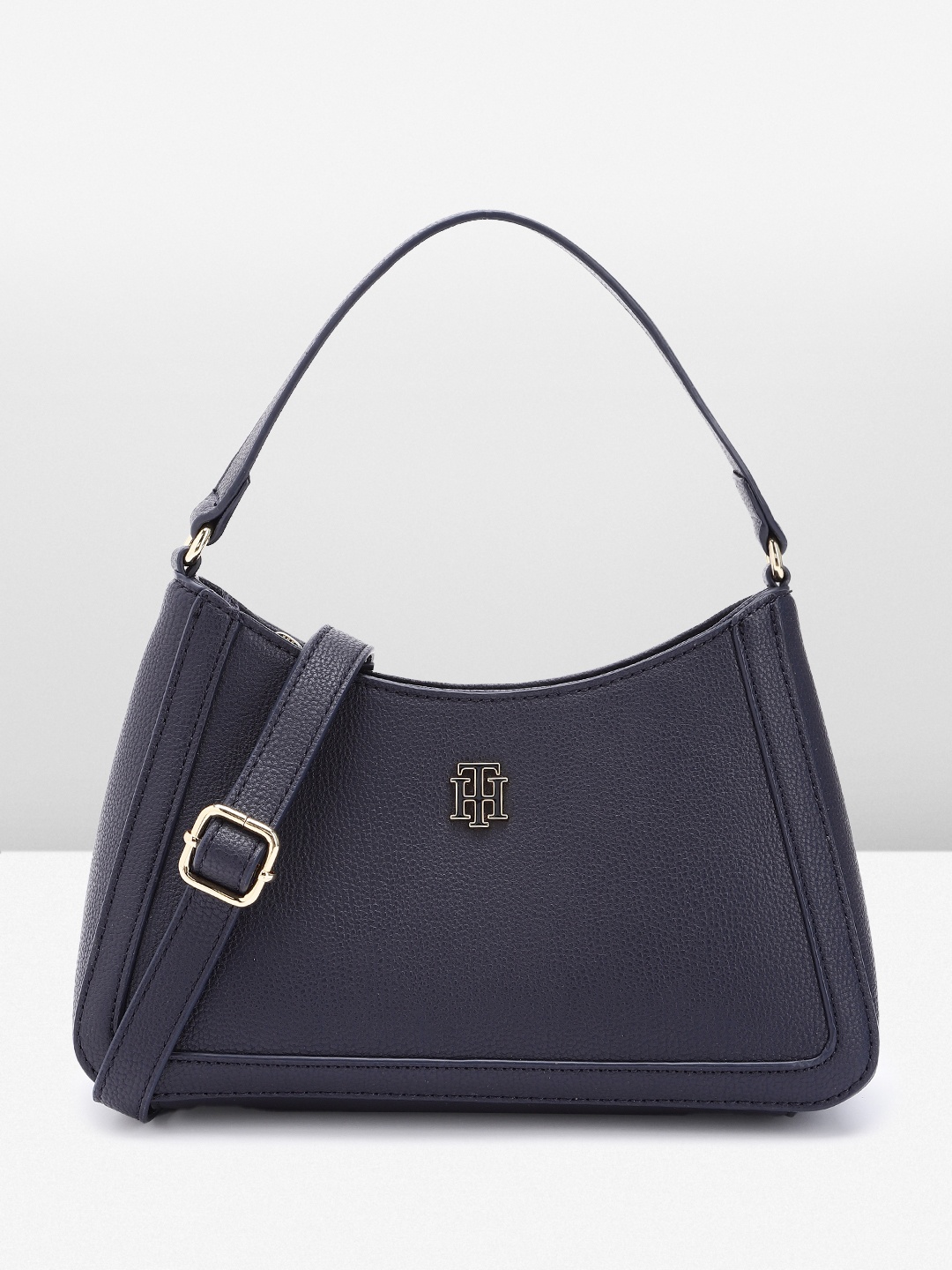

Tommy Hilfiger Textured PU Structured Hobo Bag, Navy blue