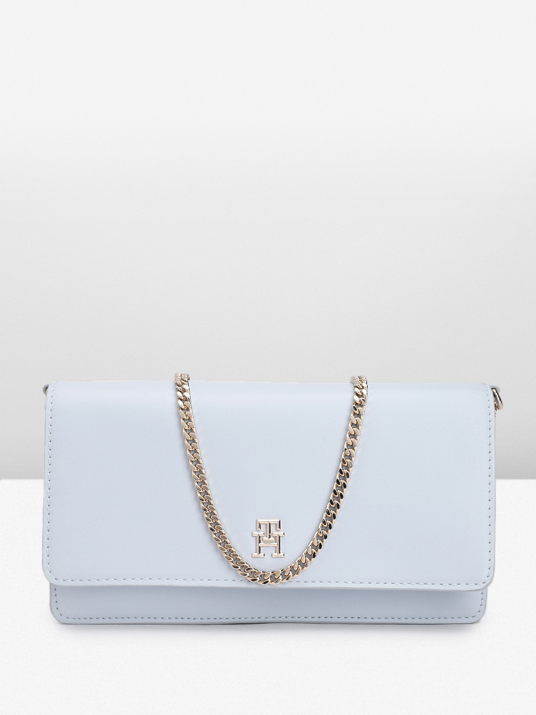 

Tommy Hilfiger Solid PU Structured Sling Bag, Blue