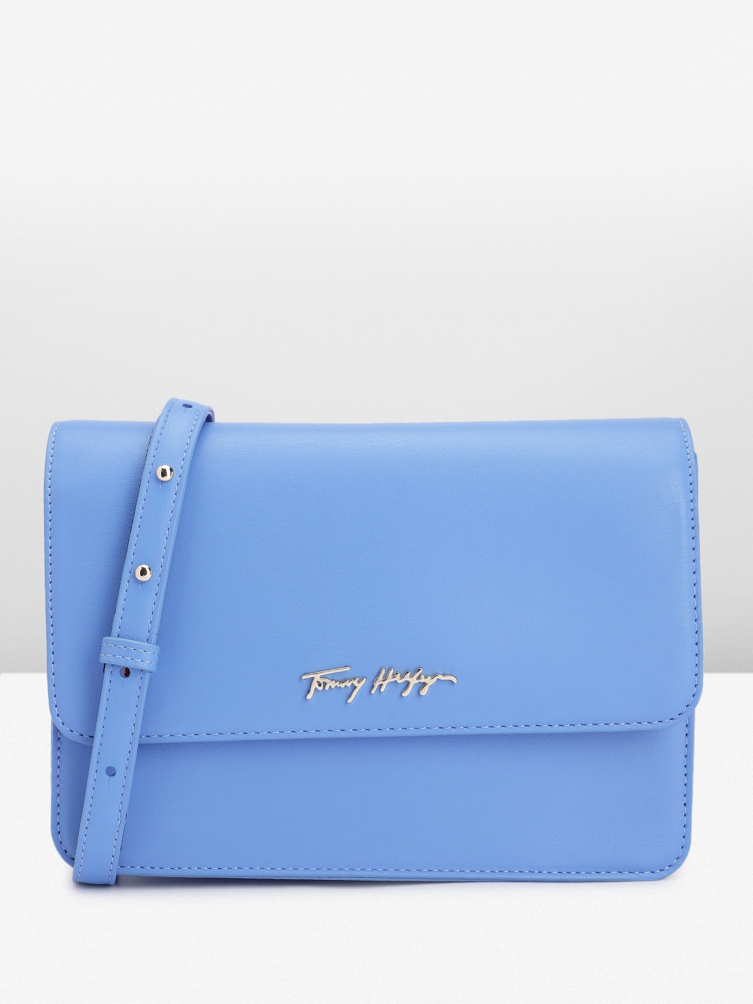 

Tommy Hilfiger Solid PU Structured Sling Bag, Blue