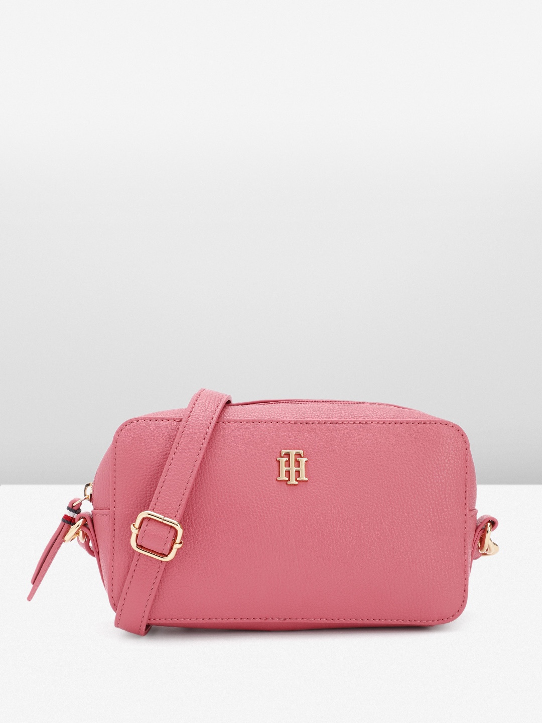 

Tommy Hilfiger Textured PU Structured Sling Bag, Pink