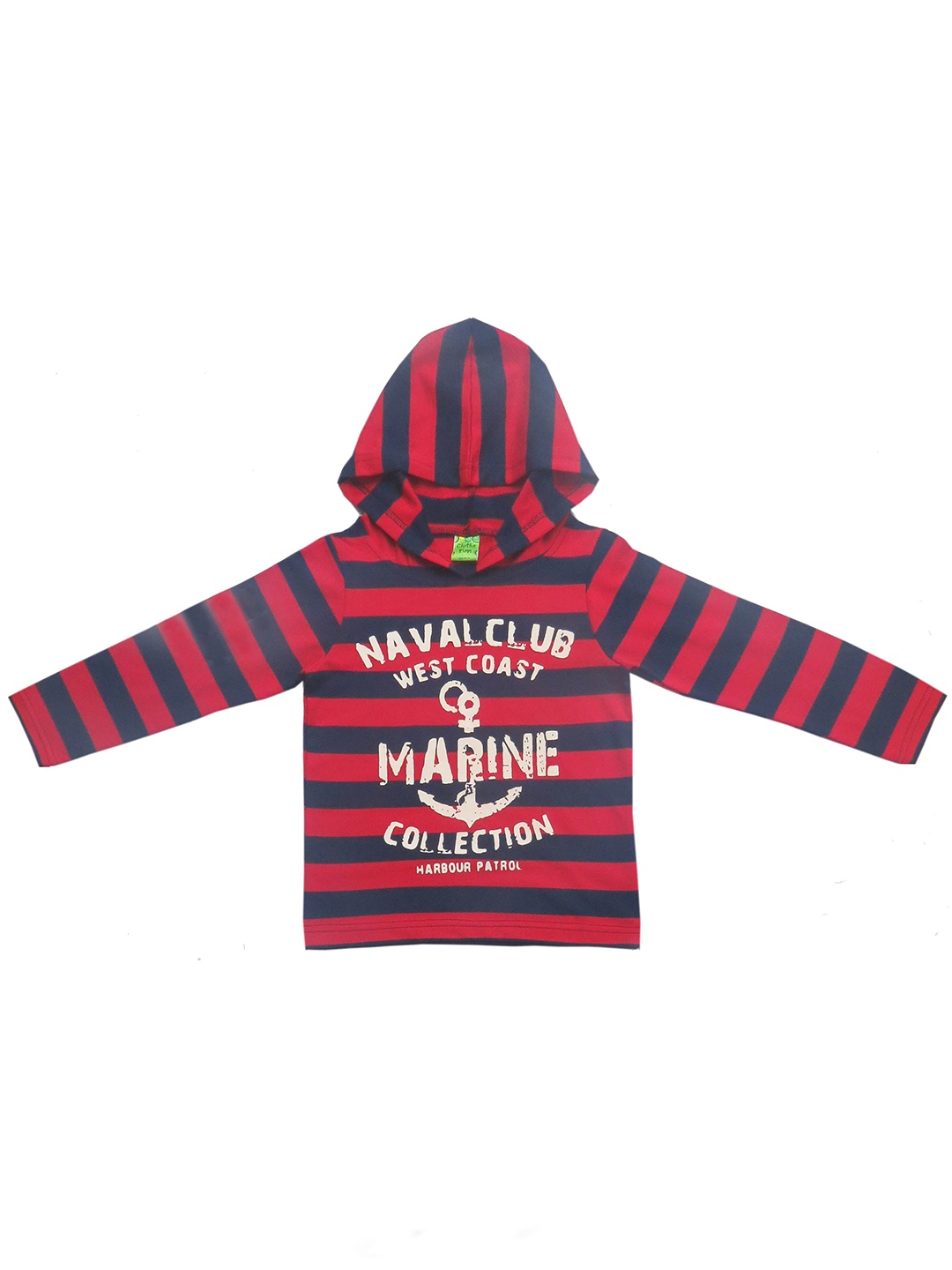 

Clothe Funn Boys Striped Hooded Cotton Pullover Sweatshirt, Red