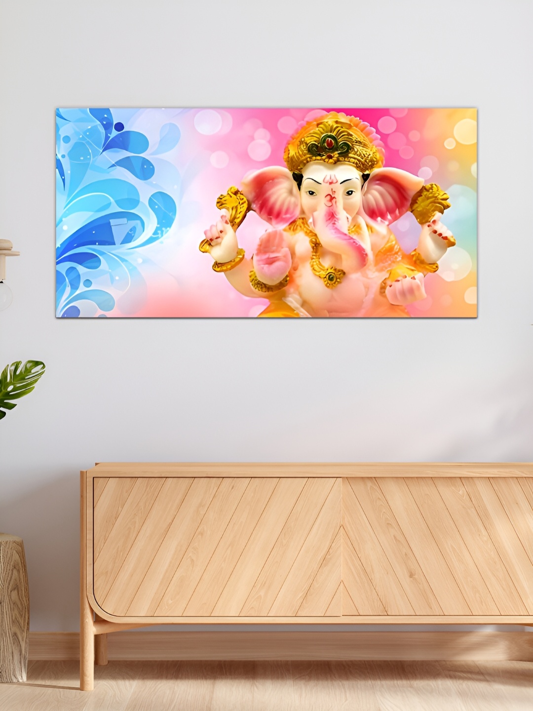 

MITHILA Handicrafts Blue & Magenta Lord Ganesha Canvas Painting Wall Art