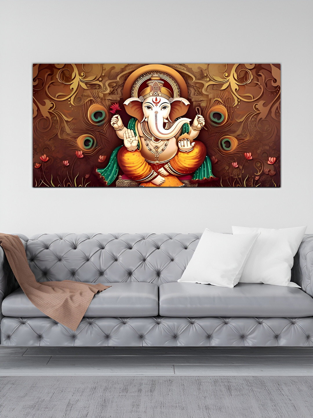 

MITHILA Handicrafts Brown & Yellow Canvas Paintings Wall Art