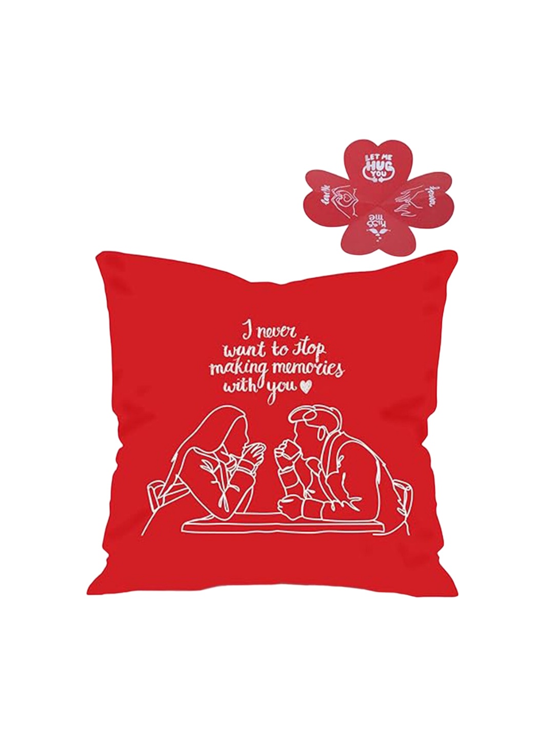 

Kaameri Bazaar 2 Pieces Red & White Printed Pre Filled Cushion
