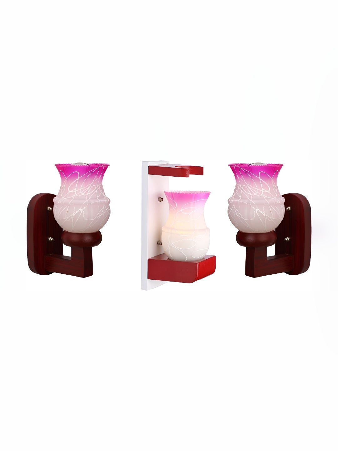 

Afast White & Pink 3 Pieces Printed Contemporary Glass Wall Lamps