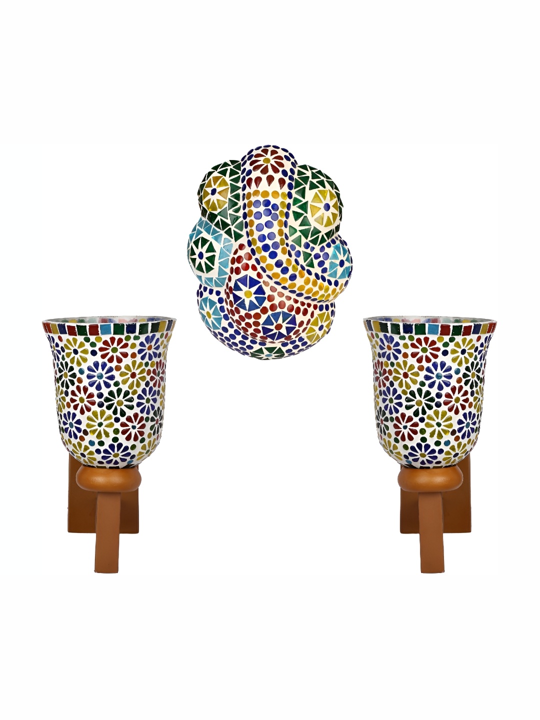 

Afast White & Brown 4 Pieces Printed Abstract Shaped Wall Lamp
