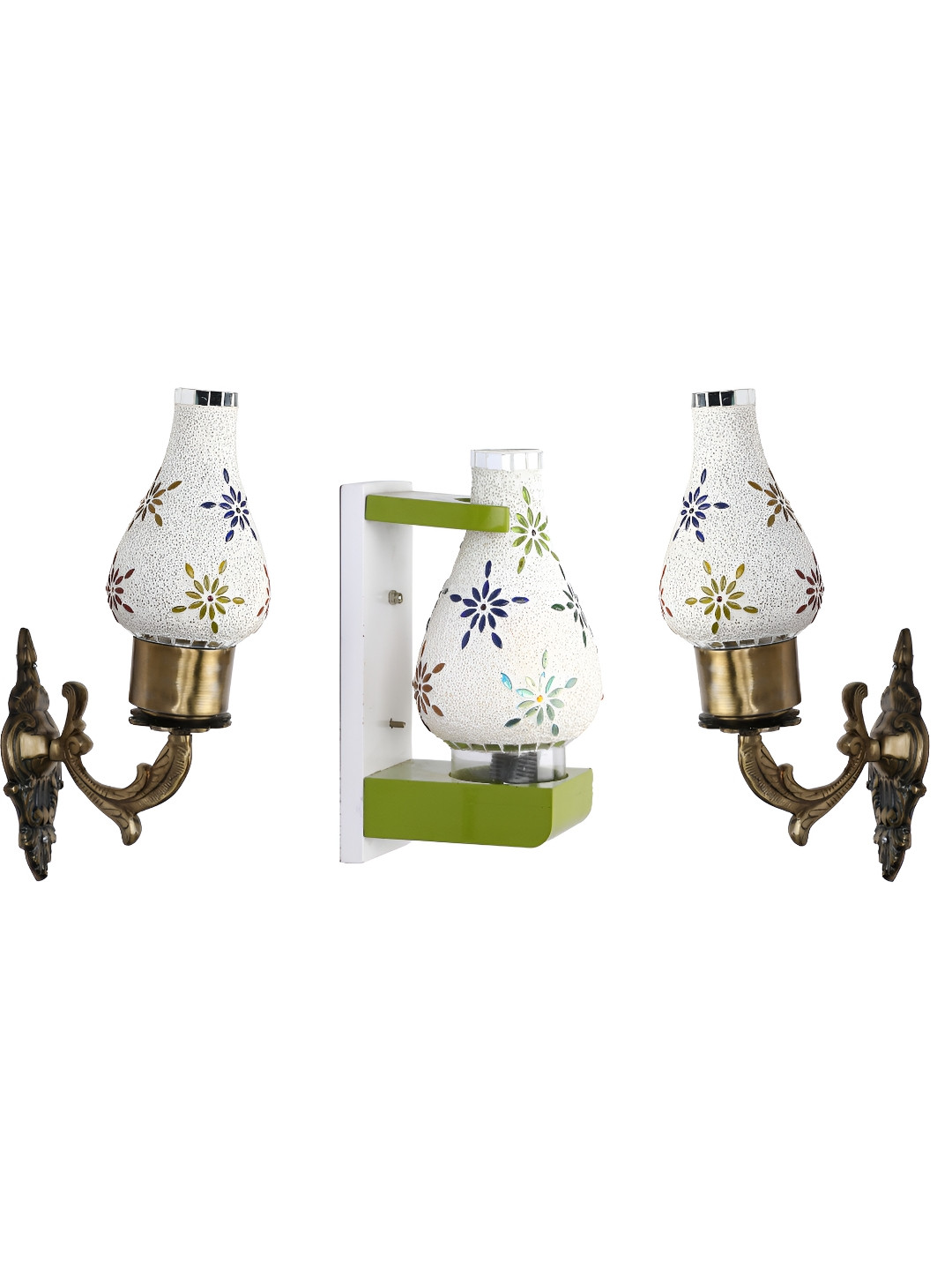 

Afast White & Green 3 Pieces Textured Glass Contemporary Wall Lamps