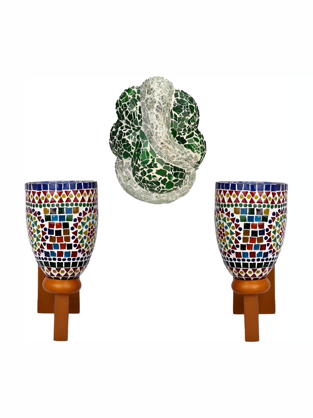 

Afast Red & Green 3 Pieces Printed Glass Wall Lamps