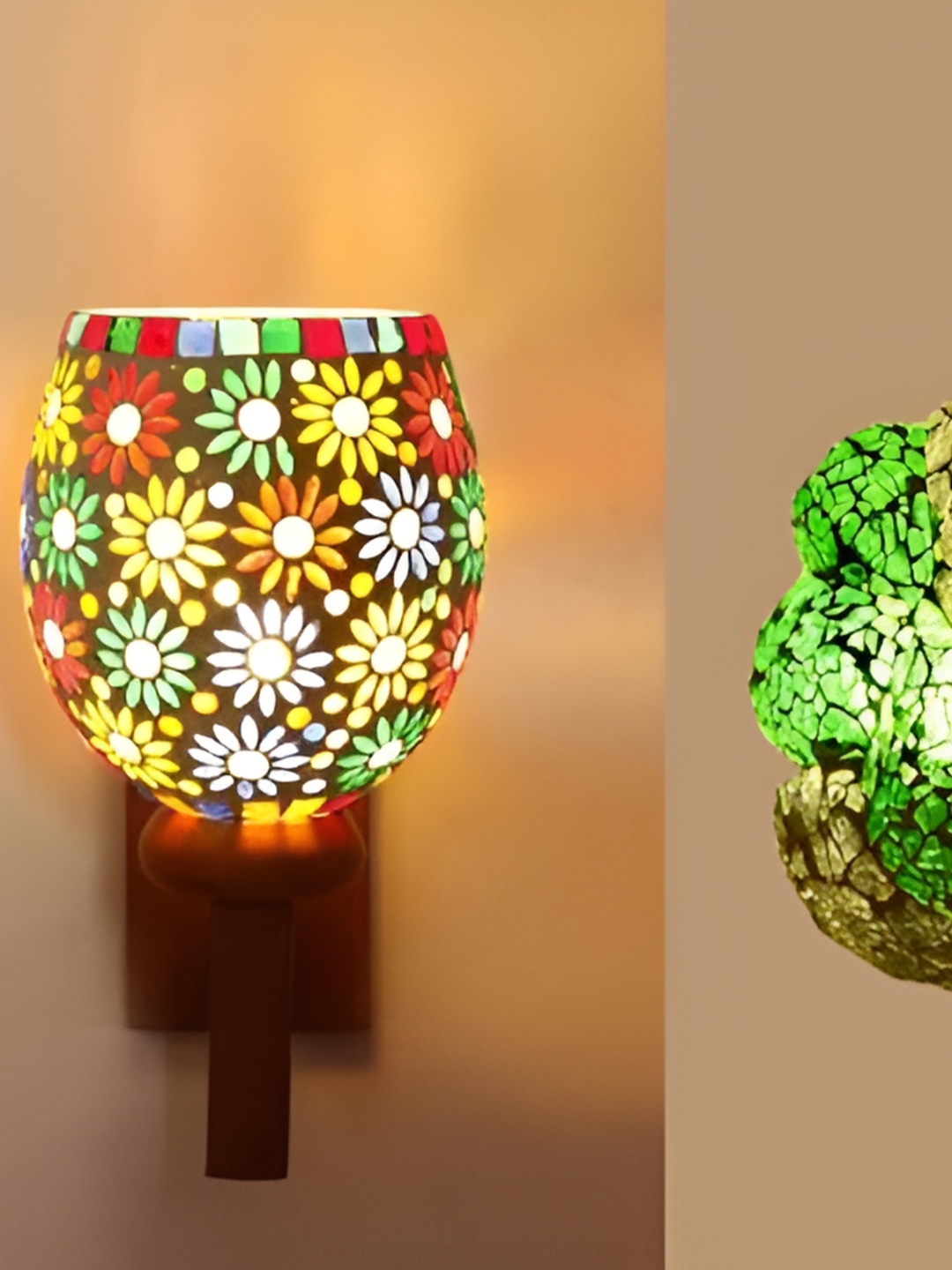 

Afast White & Green 3 Pieces Textured Contemporary Glass Wall Lamps