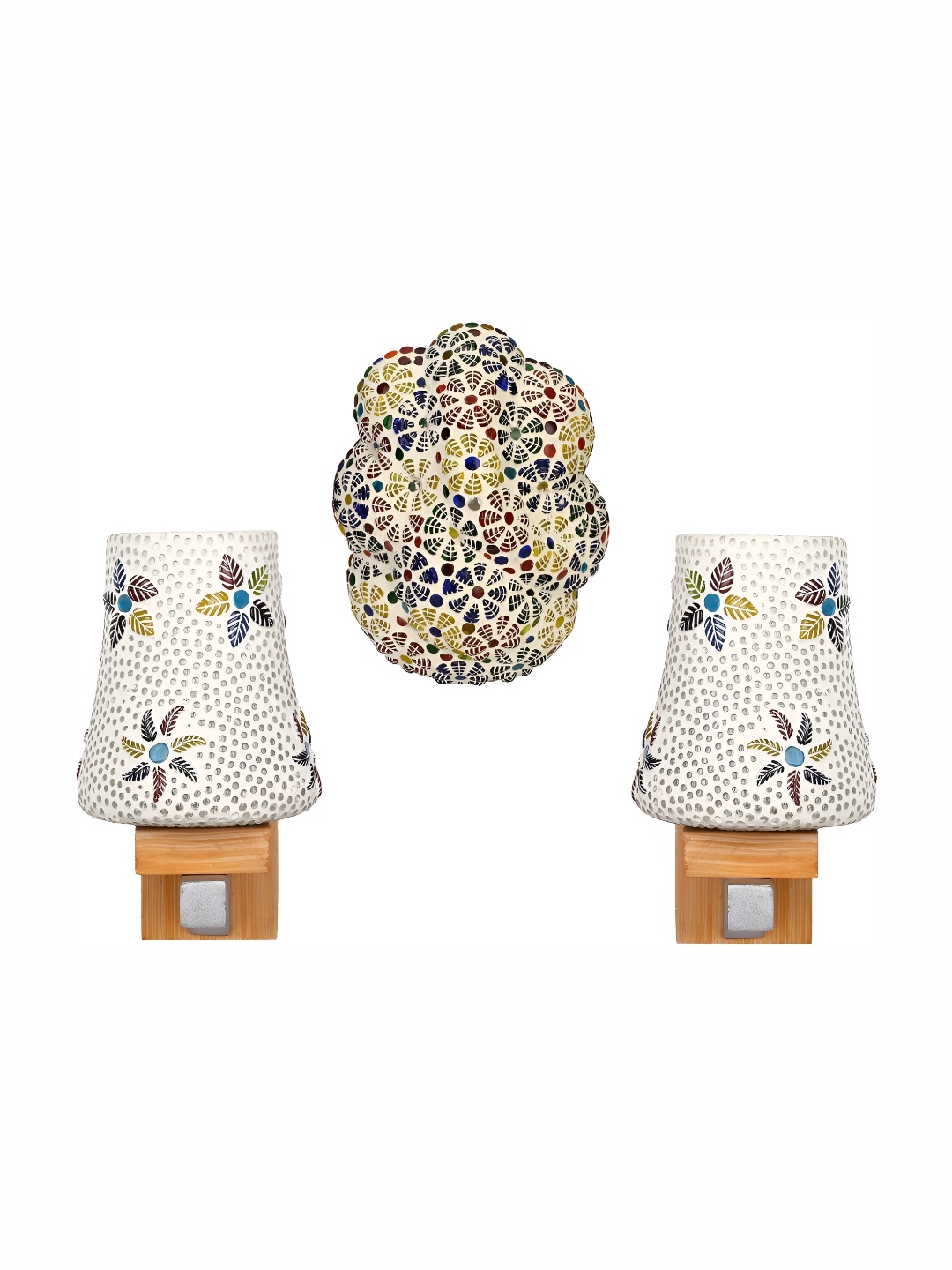 

Afast White & Red Textured 3 Pcs Glass Wall Lamp
