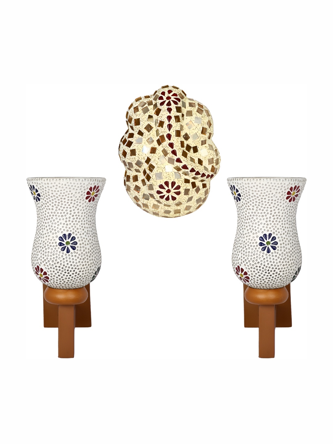 

Afast White & Gold Toned 3 Pieces Printed Abstract Shaped Wall Lamp