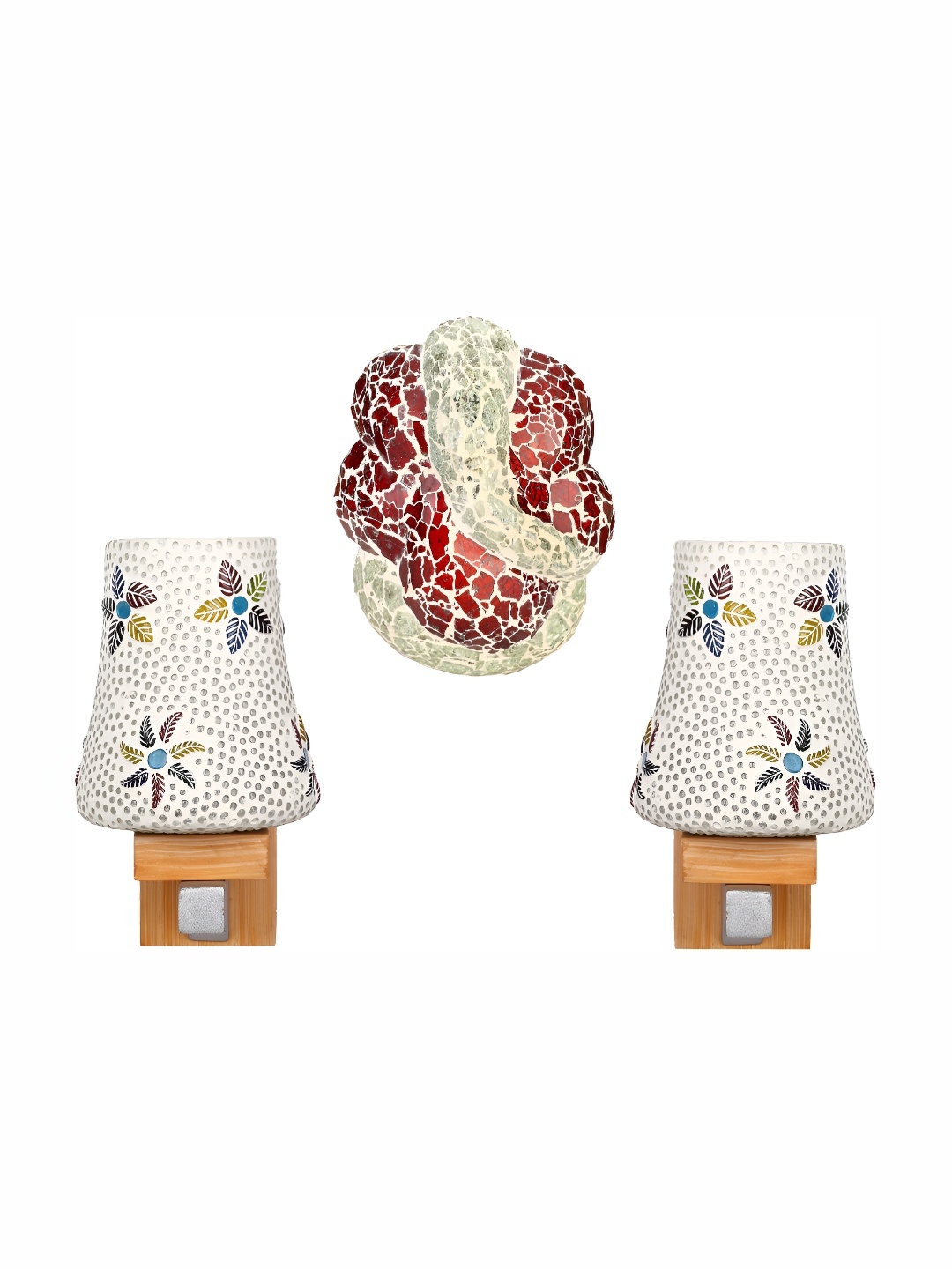 

Afast White & Red Textured Abstract Glass Wall Lamp Set