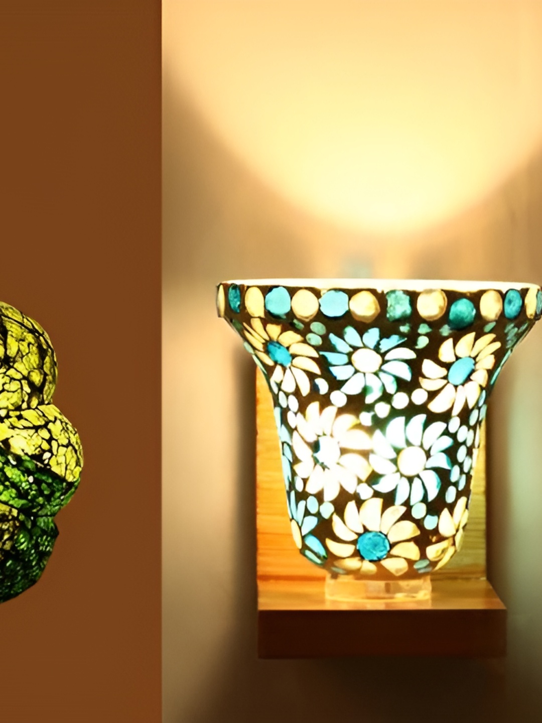 

Afast White & Green 2 Pieces Textured Glass Contemporary Wall Lamps