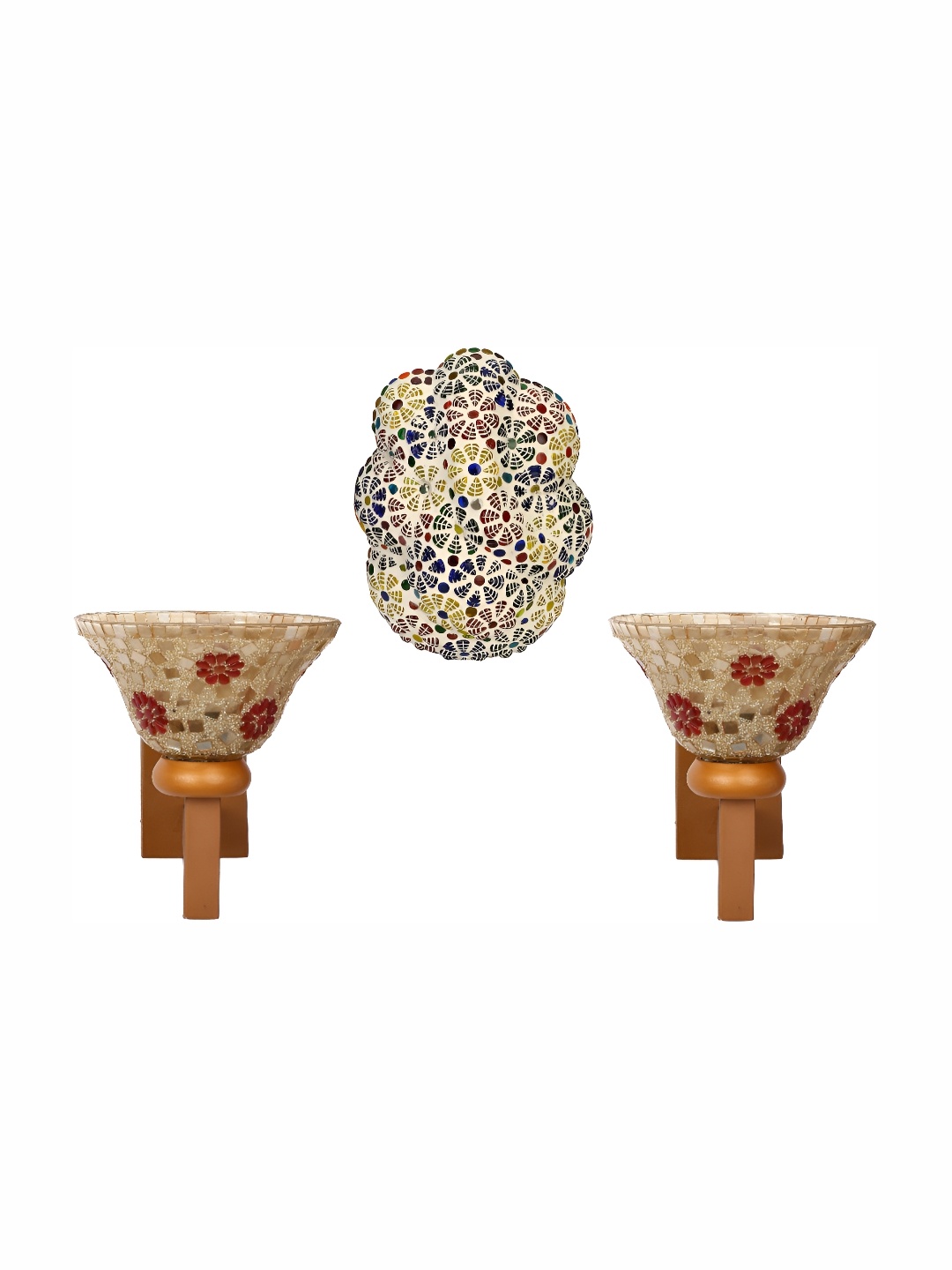 

Afast White & Brown 3 Pieces Textured Glass Wall Lamps