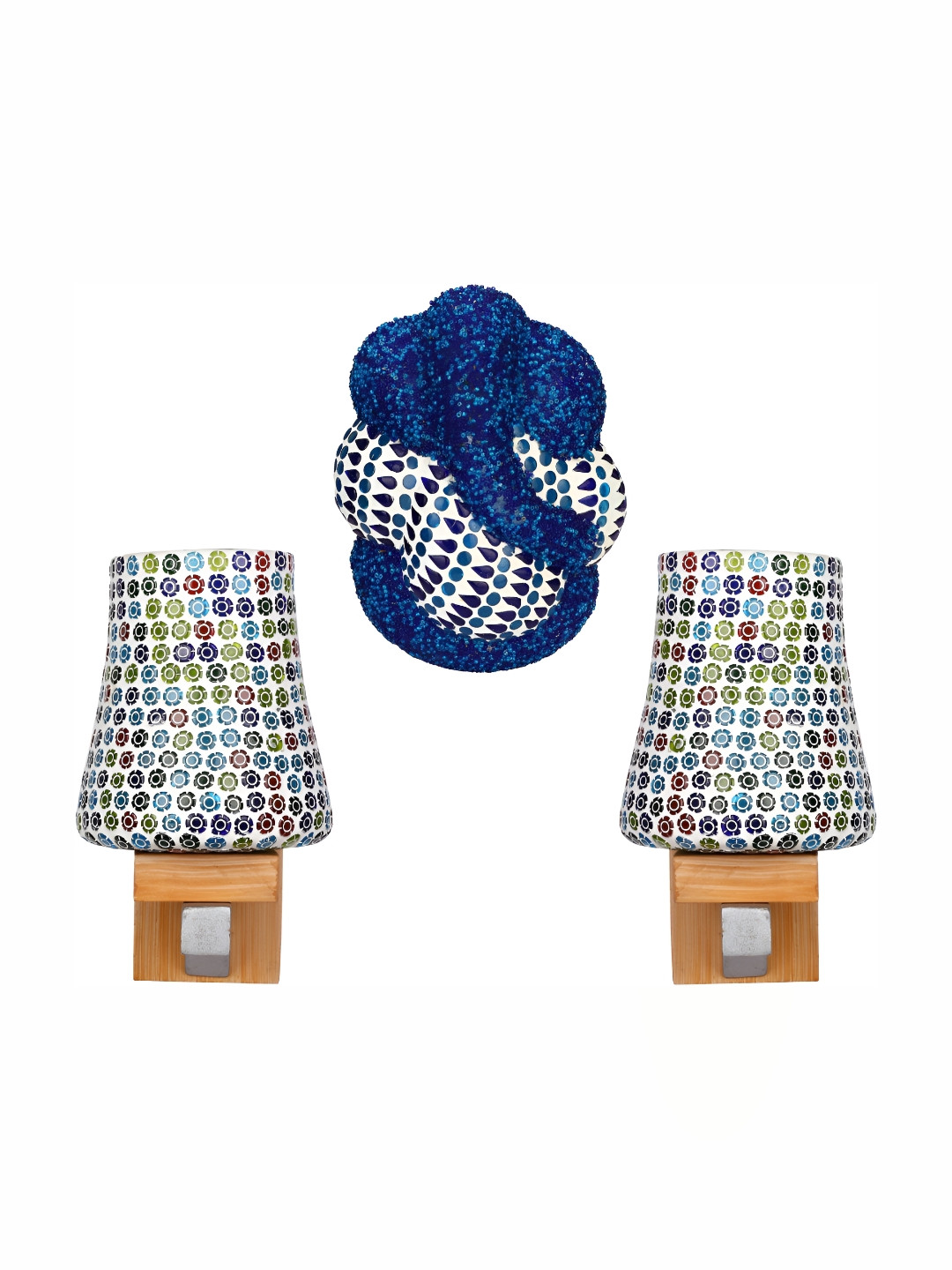 

Afast White & Blue 3 Pcs Textured Glass Wall Lamp