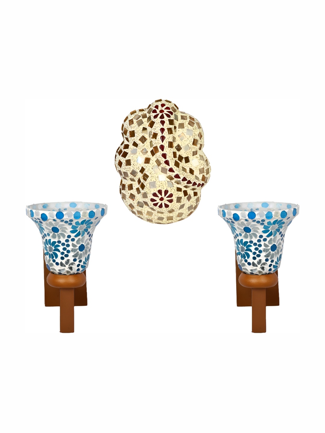 

Afast White and Blue 3 Pieces Glass Wall Lamps