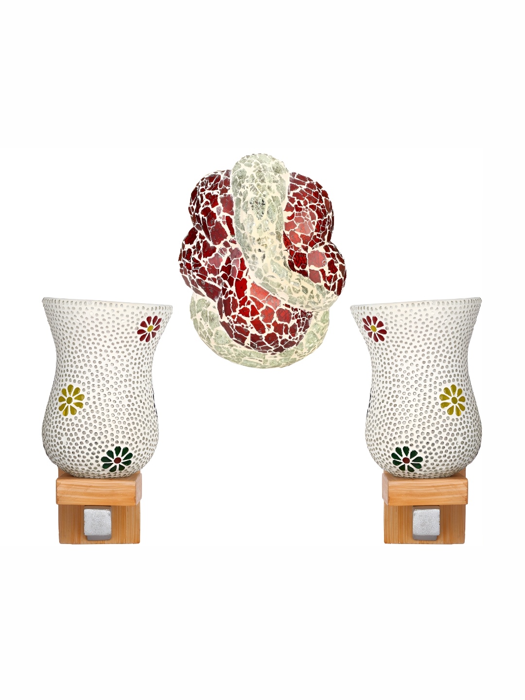 

Afast White & Maroon 3Pcs Textured Glass Wall Lamp