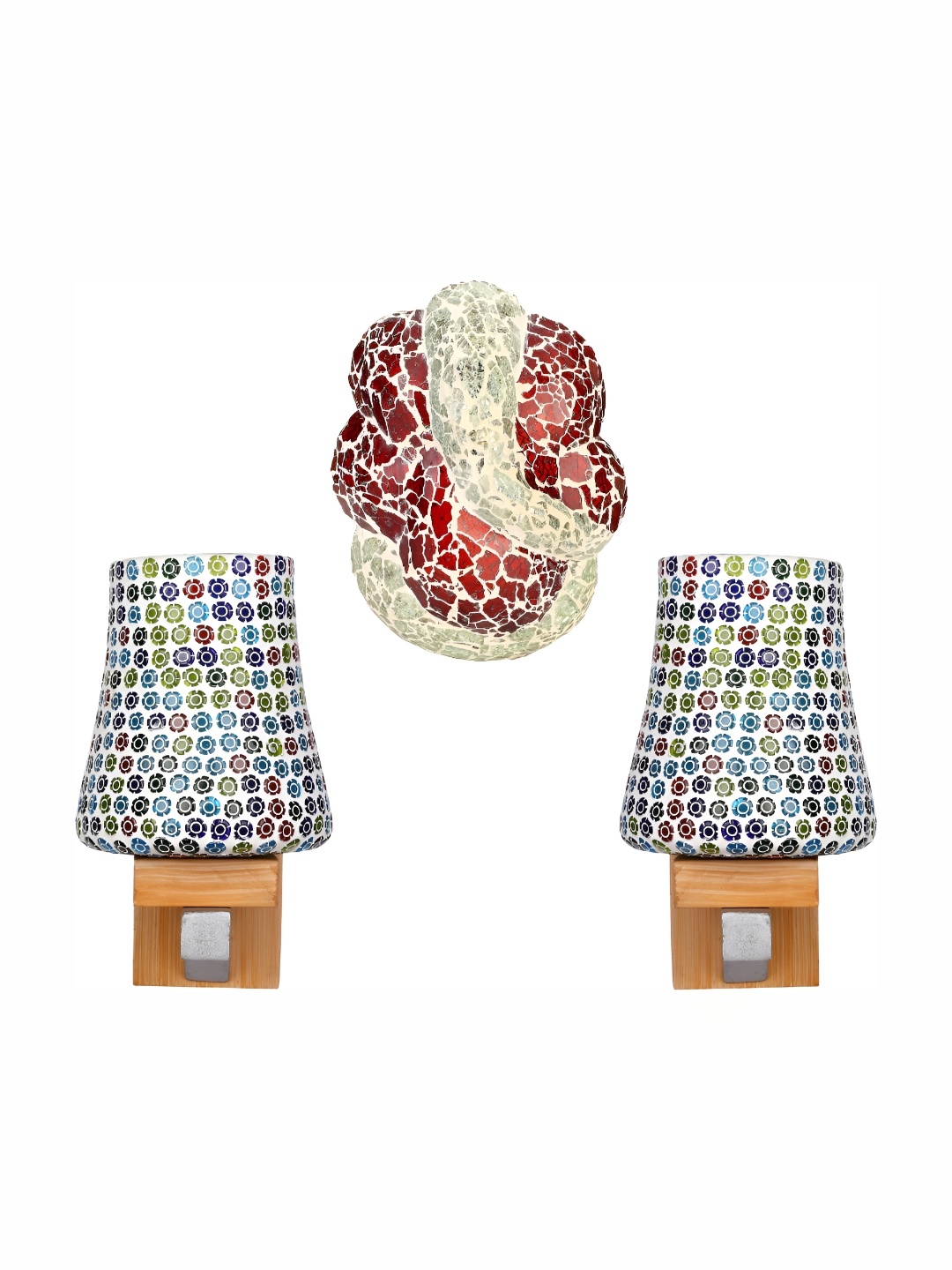

Afast White & Maroon 3Pcs Textured Glass Wall Lamp