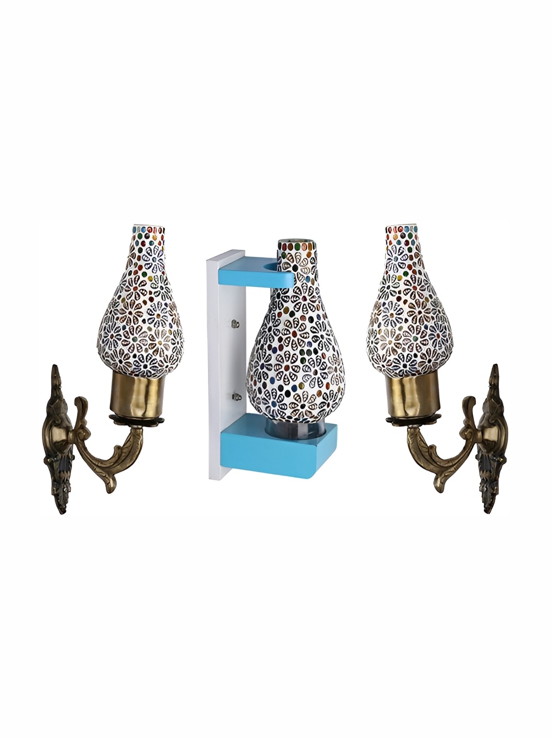 

Afast White & Blue 3 Pieces Printed Abstract Shaped Glass Wall Lamp
