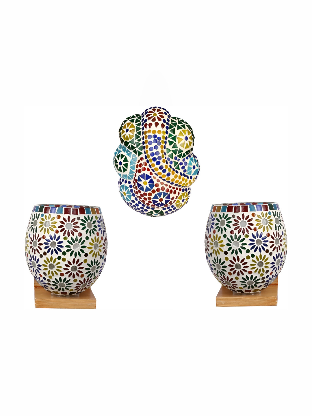 

Afast Green & Blue 3 Pcs Glass Wall Lamps, Red