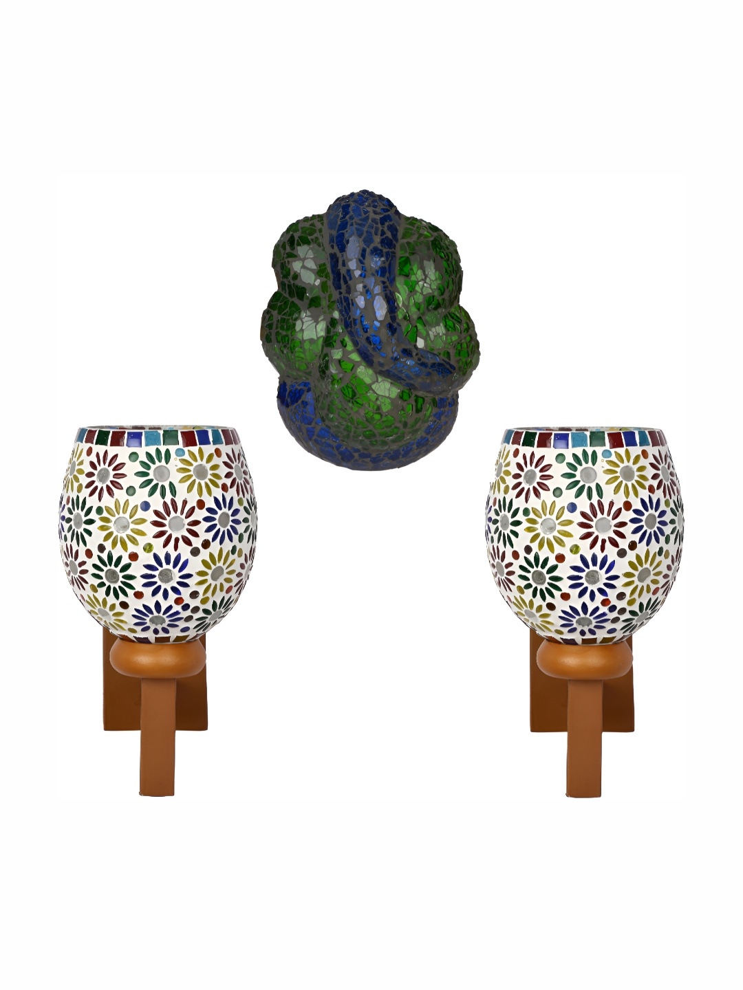 

Afast White & Blue 3Pcs Textured Glass Wall Lamp
