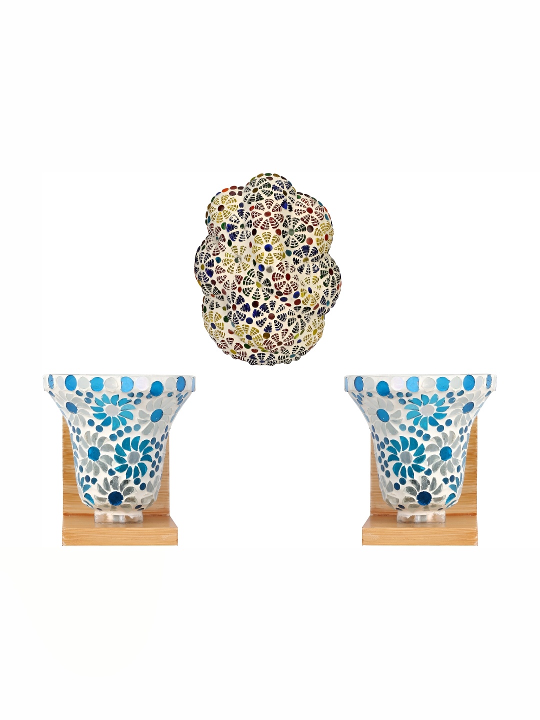 

Afast White & Blue 3 Pieces Glass Wall Lamps