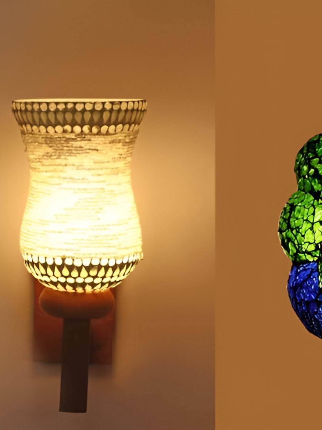 

Afast White & Green 3 Pieces Abstract Shaped Glass Wall Lamps