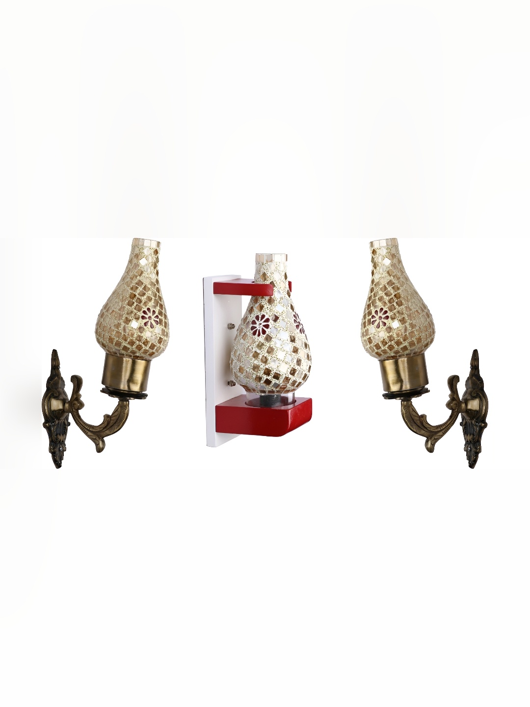 

Afast White Gold Toned 3 Pieces Iron Glass Wall Lamps