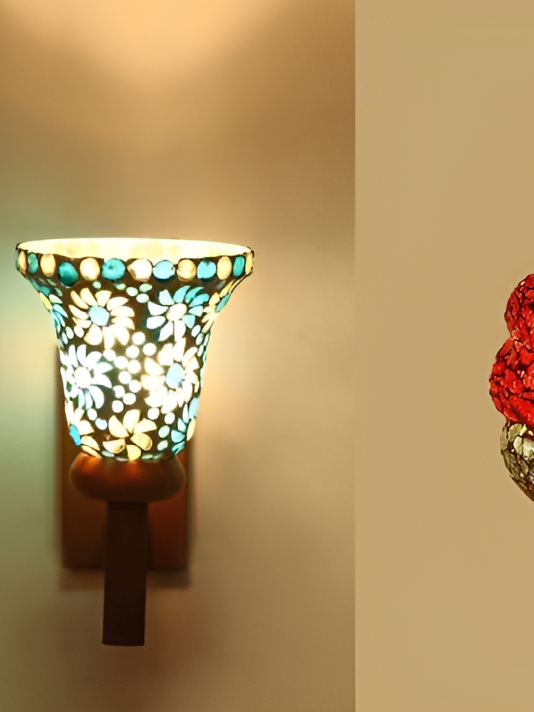 

Afast White and Yellow 3 Pieces Glass Wall Lamps