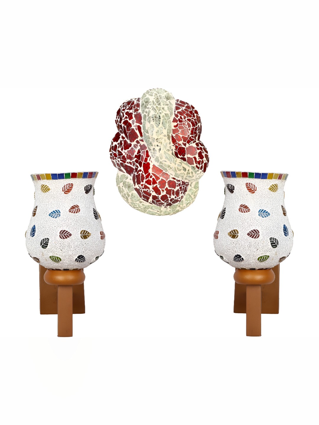 

Afast White & Red 3 Pieces Textured Abstract Shaped Glass Contemporary Wall Lamps