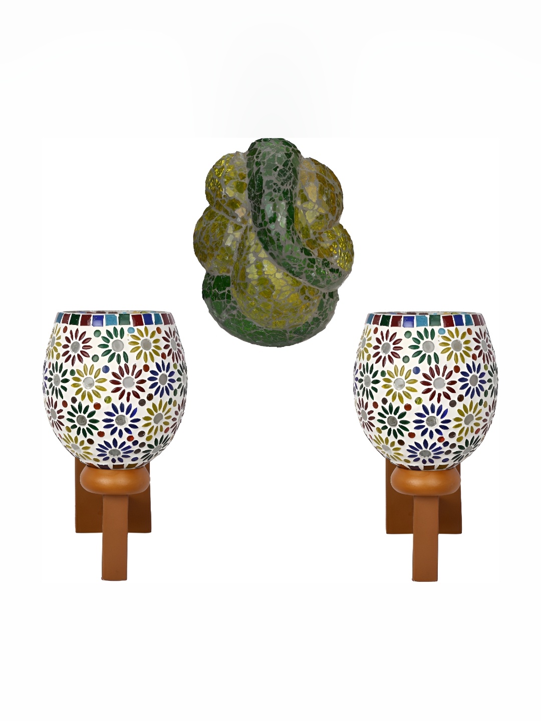 

Afast White & Brown 3 Pieces Textured Glass Wall Lamps