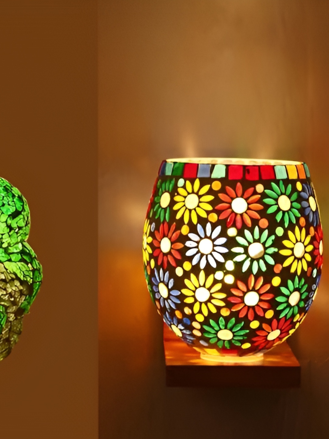 

Afast Blue & Green 3Pcs Textured Glass Wall Lamp